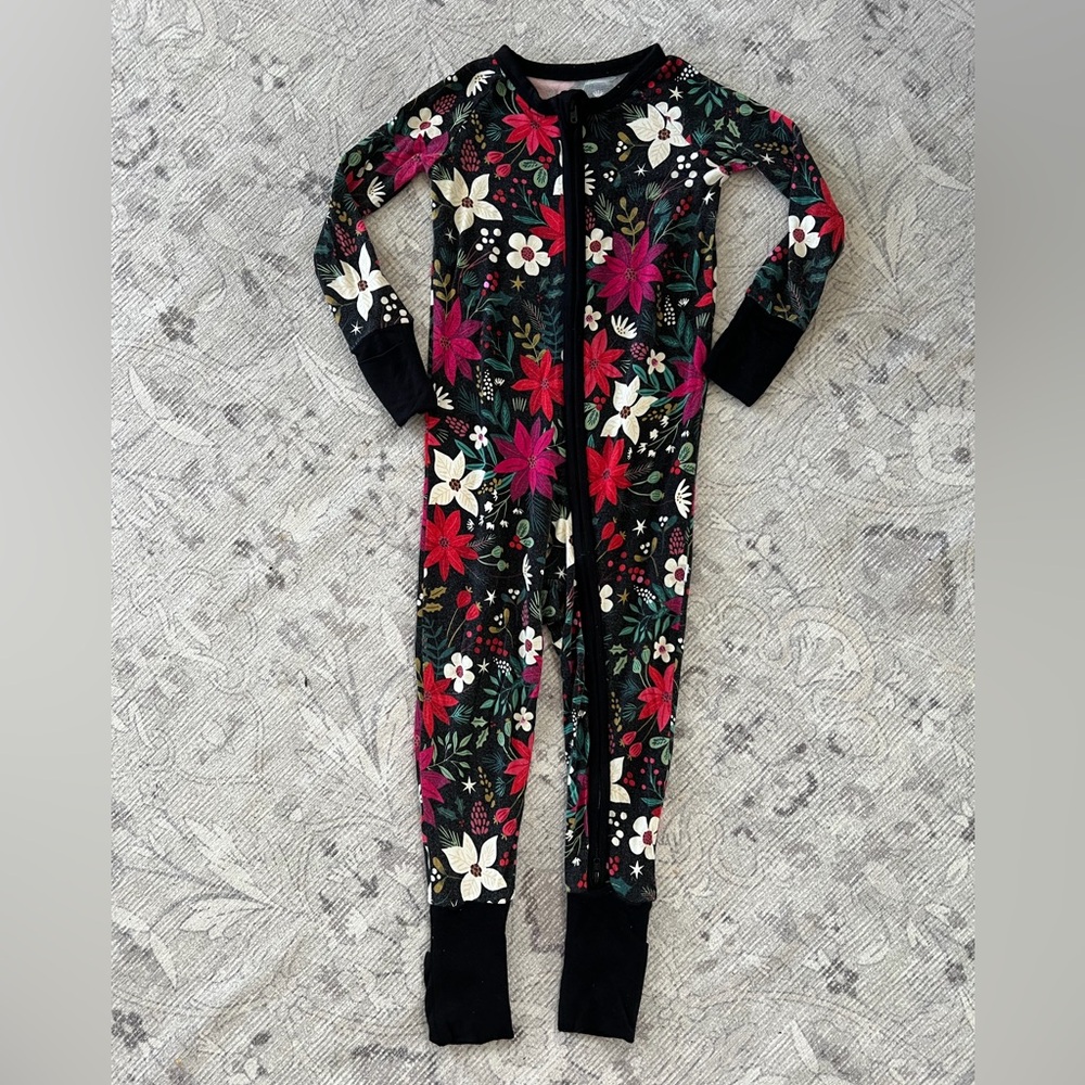 Little Sleepies Holiday Floral Zip Pajamas